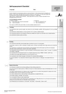 Self-assessment Checklist Language: LANGUAGE BIOGRAPHY