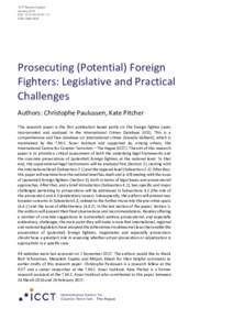 ICCT Research paper January 2018 DOI: 13 ISSN: Prosecuting (Potential) Foreign
