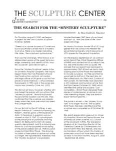 THE SCULPTURE CENTER  Fall 2000 Q UARTERLY NEWSLETTER  #26