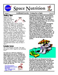 Space Nutrition Volume 3 Artificial Gravity - Going for a Spin  Floating Fliers