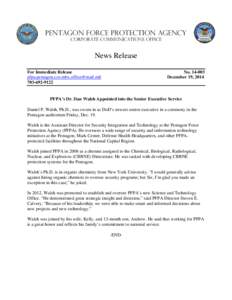 The  Pentagon Force Protection Agency CORPORATE COMMUNICATIONS OFFICE  News Release