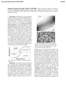 Condensed matter physics / Quantum phases / Lunar science / Materials science / Planetary geology / Lunar regolith simulant / Lunar soil / Ferromagnetism / Hysteresis / Physics / Magnetic ordering / Electromagnetism