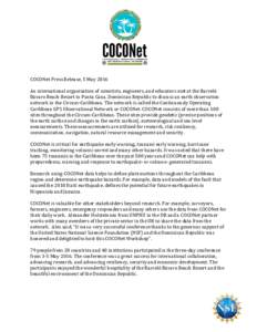    	
     	
   COCONet	
  Press	
  Release,	
  5	
  May	
  2016	
  