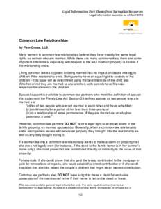 Legal	
  Information	
  Fact	
  Sheets	
  from	
  Springtide	
  Resources	
   Legal information accurate as of April 2012 	
    