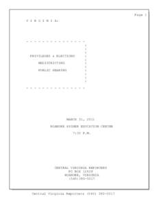 Page 1 V I R G I N I A: - - - - - - - - - - - - - - -  PRIVILEGES & ELECTIONS