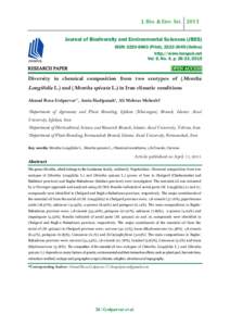J. Bio. & Env. SciJournal of Biodiversity and Environmental Sciences (JBES) ISSN: Print), Online) http://www.innspub.net Vol. 6, No. 4, p, 2015