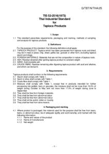 G/TBT/N/THA/25  TISThai Industrial Standard for Tapioca Products