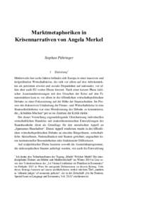 Marktmetaphoriken in Krisennarrativen von Angela Merkel Stephan Pühringer 1