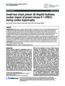 Small heat shock protein 20 (Hsp20) facilitates nuclear import of protein kinase D 1 (PKD1) during cardiac hypertrophy