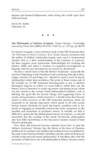 
The Philosophy of Hebrew Scripture by Yoram Hazony, Cambridge University Press, 2012 (ISBN), xi379 pp., pb 24.99