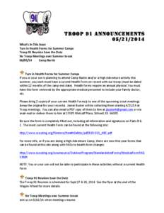 TROOP 91 ANNOUNCEMENTS[removed]What’s	
  In	
  This	
  Issue	
  