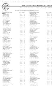 For awards purposes, each province is its own region - except that provinces followed by the same number are grouped together as one region.  DECEMBER 2014 HIGH SCHOOL SCORE REPORT SUMMARY Province/School Name Alberta - 