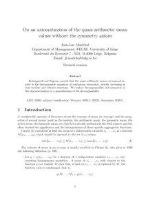 On an axiomatization of the quasi-arithmetic mean values without the symmetry axiom Jean-Luc Marichal