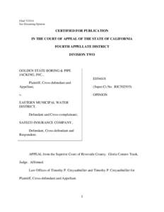 Filed[removed]See Dissenting Opinion CERTIFIED FOR PUBLICATION IN THE COURT OF APPEAL OF THE STATE OF CALIFORNIA FOURTH APPELLATE DISTRICT