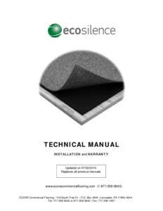 TECHNICAL MANUAL  TECHNICAL MANUAL INSTALLATION and WARRANTY  Updated on[removed].