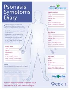 Psoriasis Symptoms Diary K  eeping a diary of your psoriasis