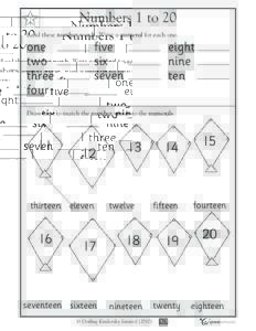 ✩  Numbers 1 to 20 Read these number words. Write a numeral for each one.