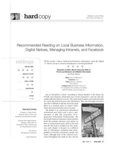 >hard copy  Deborah Lynne Wiley Next Wave Consulting, Inc.  Recommended Reading on Local Business Information,