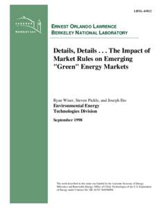 LBNL[removed]ERNEST ORLANDO LAWRENCE BERKELEY NATIONAL LABORATORY  Details, Details[removed]The Impact of