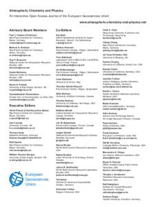 Atmospheric Chemistry and Physics An Interactive Open Access Journal of the European Geosciences Union www.atmospheric-chemistry-and-physics.net