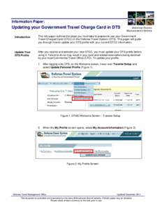Information Paper:  Updating your Government Travel Charge Card in DTS DEFENSE TRAVEL MANAGEMENT OFFICE