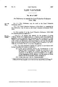 LAND VALUATION No. 41 of 1967 An Ordinance to amend the Land Valuation Ordinance[removed].—(1.) This Ordinance may be cited as the Land