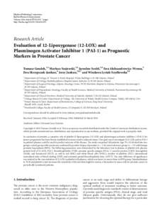 Evaluation of 12-Lipoxygenase (12-LOX) and Plasminogen Activator Inhibitor 1 (PAI-1) as Prognostic Markers in Prostate Cancer