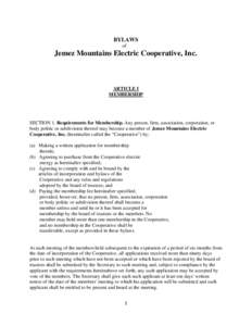 BYLAWS of Jemez Mountains Electric Cooperative, Inc.  ARTICLE I