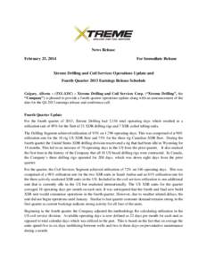 Microsoft Word - Xtreme Drilling 4th Qtr 2013 Operations Update News Release[removed]Final.docx