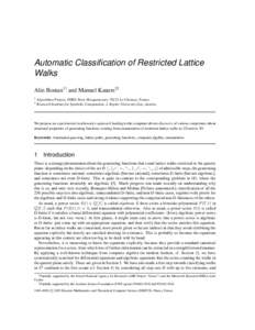 Automatic Classification of Restricted Lattice Walks Alin Bostan1† and Manuel Kauers2‡ 1 2