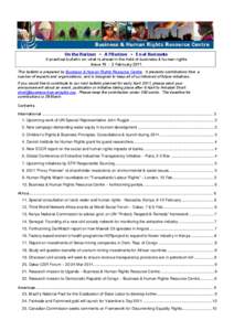 On the Horizon ▪ A l’Horizon ▪ En el Horizonte A practical bulletin on what is ahead in the field of business & human rights Issue[removed]February 2011 This bulletin is prepared by Business & Human Rights Resource 