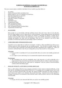 SCHEDULE OF OPTIONS AVAILABLE TO INDIVIDUALS IN FINANCIAL DIFFICULTY The most common options available to individuals who are unable to pay their debts are:[removed]
