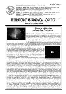 Published by the Federation of Astronomical Societies  ISSNWinter