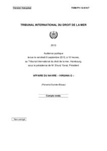 Version française  TIDM/PV.13/A19/7 TRIBUNAL INTERNATIONAL DU DROIT DE LA MER