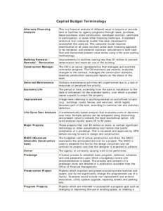 Capital Budget Terminology