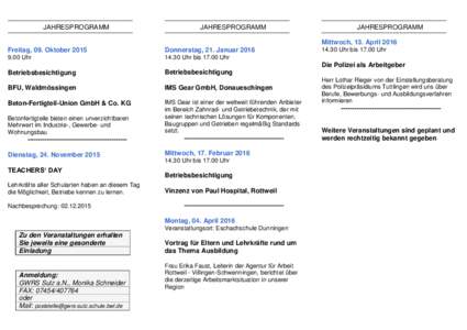 JAHRESPROGRAMM  JAHRESPROGRAMM JAHRESPROGRAMM Mittwoch, 13. April 2016