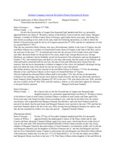 Southern Campaign American Revolution Pension Statements & Rosters Pension Application of Miles Gibson R7742 Transcribed and annotated by C. Leon Harris. Margaret Nunnelley