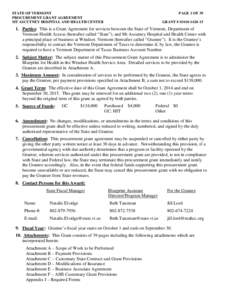 STATE OF VERMONT PROCUREMENT GRANT AGREEMENT MT ASCUTNEY HOSPITAL AND HEALTH CENTER PAGE 1 OF 39 GRANT # [removed]