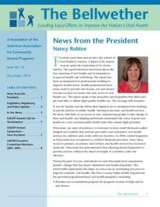 The Bellwether  Leading Local Efforts to Improve the Nation’s Oral Health A Newsletter of the American Association for Community