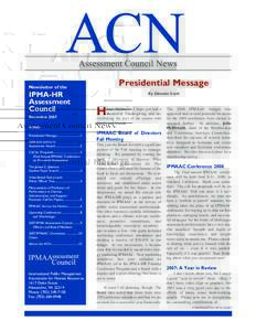 Assessment Council News Presidential Message Newsletter of the  IPMA-HR