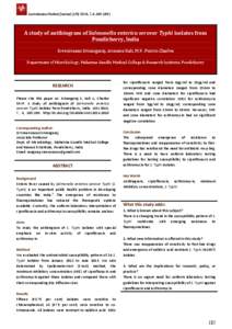 Australasian Medical Journal [AMJ 2014, 7, 4, [removed]A study of antibiogram of Salmonella enterica serovar Typhi isolates from