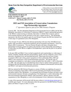 News from the New Hampshire Department of Environmental Services  29 Hazen Drive, Concord, NH 03302­0095  For information online, visit www.des.nh.gov  James P. Martin, Public Information Office