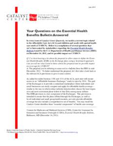 Your Questions on the Essential Health Benefits Bulletin Answered