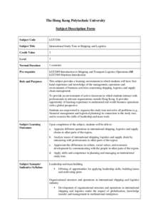 The Hong Kong Polytechnic University Subject Description Form Subject Code LGT3206