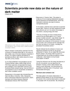 Scientists provide new data on the nature of dark matter