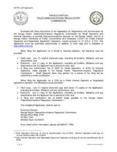 NNTRC CCN Application  NAVAJO NATION TELECOMMUNICATIONS REGULATORY COMMISSION
