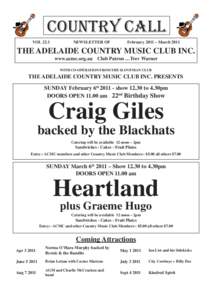 Adelaide Country Music Club Country Call FebruaryMarch 2011 Issue - Vol 22.1