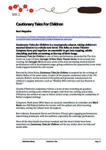    Cautionary	
  Tales	
  For	
  Children	
     Beat	
  Magazine	
   	
  