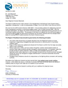 January 24, 2005 Mr. Jack Blackwell Regional U.S. Forester 1323 Club Drive Vallejo, CA[removed]Dear Regional Forester Blackwell,