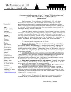 Comments on the Department of State’s Proposed EIS for development of portions of the Walter Reed Army Medical Center August 10, 2012 Founded 1923 Chair